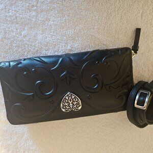 Brighton's Black Leather Cross-Body Wallet / Purse